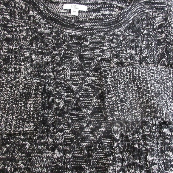 Croft & Barrow Sweater Sz Petite M Pullover Black & White Boat Neck Heather Knit - Picture 6 of 6